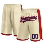 Custom Team Basketball Shorts with Personalized Name and Number in Cream Navy-Red Personalized Cream Navy-Red Authentic Basketball