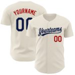 Personalized Baseball Jersey for Kids Cream Navy-Red Color Size 3 Personalized Cream Navy-Red Baseball Jersey 3