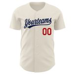 Personalized Baseball Jersey for Kids Cream Navy-Red Color Size 3 Personalized Cream Navy-Red Baseball Jersey 3