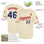 Personalized Navy Red Gray Cream Mesh Throwback Baseball Jersey Personalized Cream Navy Red-Gray Mesh Throwback Baseball