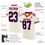 Custom Name and Number Authentic Football Jersey - Personalized Cream Navy-Red Mesh Personalized Cream Navy-Red Mesh Authentic