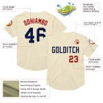 Personalized Navy-Red Cream Mesh Throwback Baseball Jersey - Custom Sportswear Personalized Cream Navy-Red Mesh Throwback