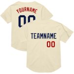 Personalized Navy-Red Cream Mesh Throwback Baseball Jersey - Custom Sportswear Personalized Cream Navy-Red Mesh Throwback