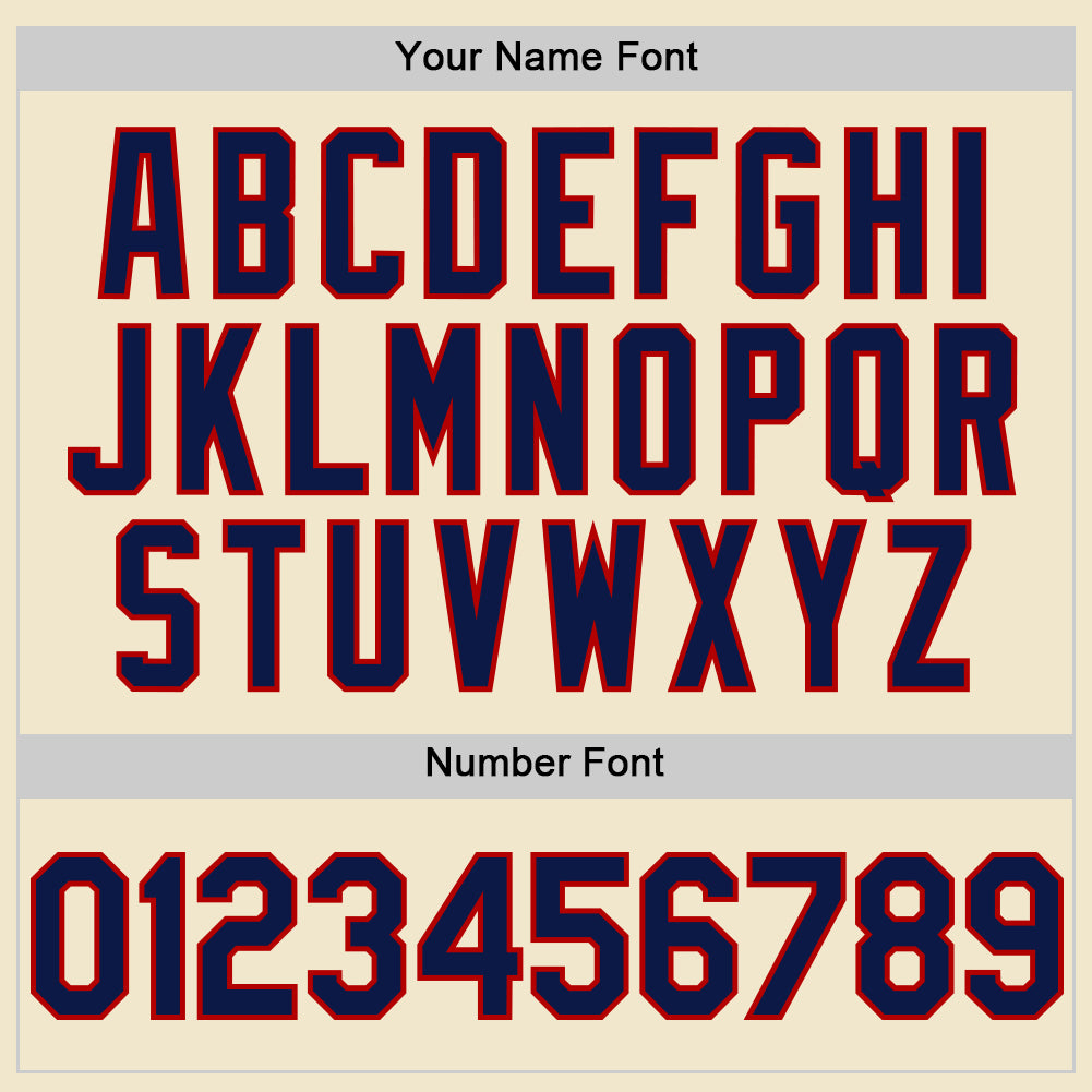 Personalized Throwback Baseball Jersey in Cream Navy-Red Mesh Personalized Cream Navy-Red Mesh Throwback Baseball Jersey - Image 5