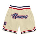 Personalized Basketball Shorts in Cream Navy and Red - Throwback Style Personalized Cream Navy-Red Throwback Basketball Shorts