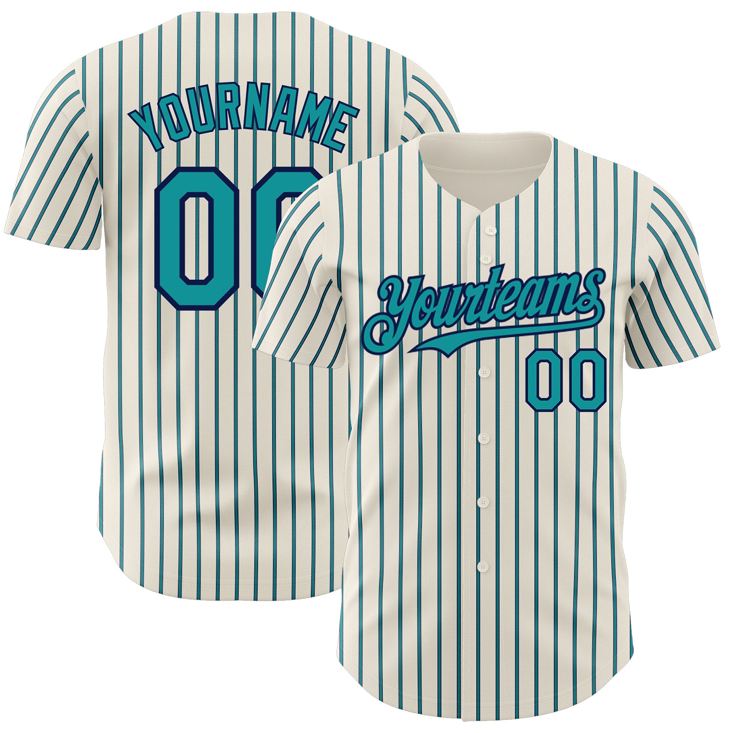 Custom Navy Teal Pinstripe Authentic Baseball Jersey with Personalized Name & Number - Teal-Navy Team Jersey Personalized