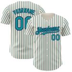 Personalized Navy Teal Pinstripe Baseball Jersey - Teal Navy Custom Jersey Personalized Cream (Navy Teal Pinstripe) Teal-Navy