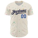 Personalized 3D Confetti Baseball Jersey in Cream and Navy Thunder Blue - Custom Sports Apparel Personalized Cream Navy-Thunder