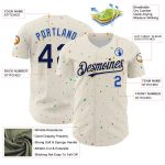 Personalized 3D Confetti Baseball Jersey in Cream and Navy Thunder Blue - Custom Sports Apparel Personalized Cream Navy-Thunder