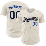 Personalized 3D Confetti Baseball Jersey in Cream and Navy Thunder Blue - Custom Sports Apparel Personalized Cream Navy-Thunder