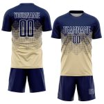 Custom Name and Number Soccer Jersey - Personalized Cream Navy-White Sublimation Team Uniform Personalized Cream Navy-White