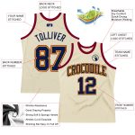Custom Personalized Basketball Jersey with Team Name, Number, Cream Navy Yellow-Maroon Throwback Design Personalized Cream