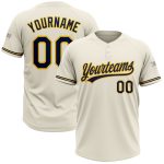 Custom Unisex Softball Jersey in Cream and Navy-Yellow, Two-Button Design Personalized Cream Navy-Yellow Two-Button Unisex