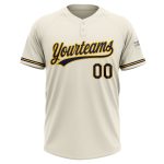 Custom Unisex Softball Jersey in Cream and Navy-Yellow, Two-Button Design Personalized Cream Navy-Yellow Two-Button Unisex