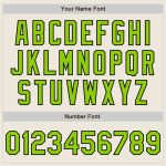Personalized Neon Green and Black Varsity Letterman Bomber Jacket Full-Snap Personalized Cream Neon Green-Black Bomber Full-Snap