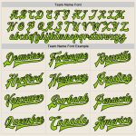 Personalized Neon Green Black Varsity Letterman Bomber Jacket Full-Snap Two Tone Personalized Cream Neon Green-Black Bomber