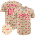Personalized 3D Neon Pink Horse Baseball Jersey with Custom Name & Number - Authentic Team Design Personalized Cream Neon