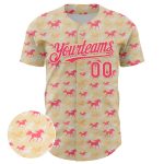 Personalized 3D Neon Pink Horse Baseball Jersey with Custom Name & Number - Authentic Team Design Personalized Cream Neon