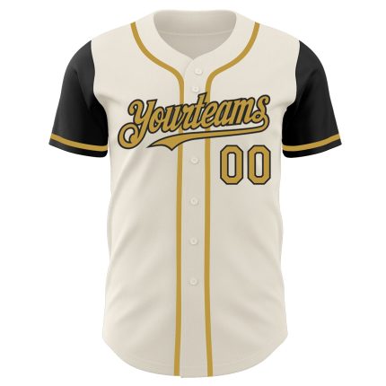 Custom Two Tone Baseball Jersey - Personalized Cream and Old Gold-Black with Your Name and Number Personalized Cream Old