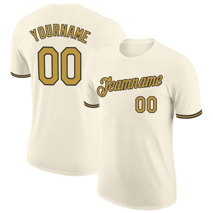 Personalized Old Gold Black Performance T-Shirt for Men and Women - Comfortable Cream Athletic Wear Personalized Cream Old