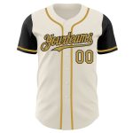 Personalized Baseball Jersey - Cream Old Gold-Black Two Tone Design Personalized Cream Old Gold-Black Two Tone Baseball Jersey