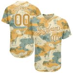 Custom Name Number Authentic Animal Baseball Jersey 3D Pattern Design Cream Old Gold-White Personalized Cream Old Gold-White
