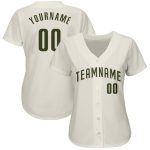 Custom Name and Number Cream Olive Baseball Jersey - Personalized Authentic Team Apparel Personalized Cream Olive Authentic