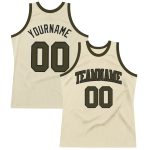 Custom Name and Number Personalized Cream Olive-Black Basketball Jersey - Authentic Throwback Style Personalized Cream Olive-Black