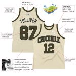 Custom Name and Number Personalized Cream Olive-Black Basketball Jersey - Authentic Throwback Style Personalized Cream Olive-Black