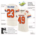 Custom Cream Orange Royal Mesh Football Jersey for Men and Women Personalized Cream Orang-Royal Mesh Football Jersey