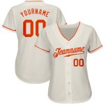 Custom Name and Number Authentic Baseball Jersey - Personalized Cream Orange Team Jersey Personalized Cream Orange Authentic