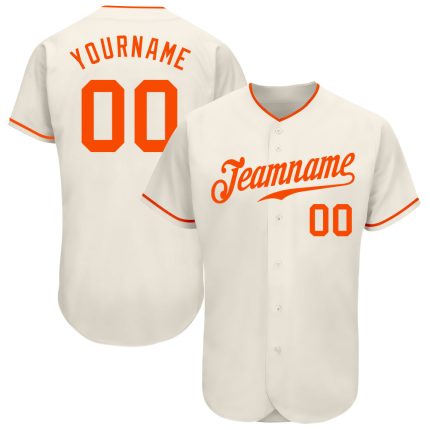 Custom Name and Number Authentic Baseball Jersey - Personalized Cream Orange Team Jersey Personalized Cream Orange Authentic