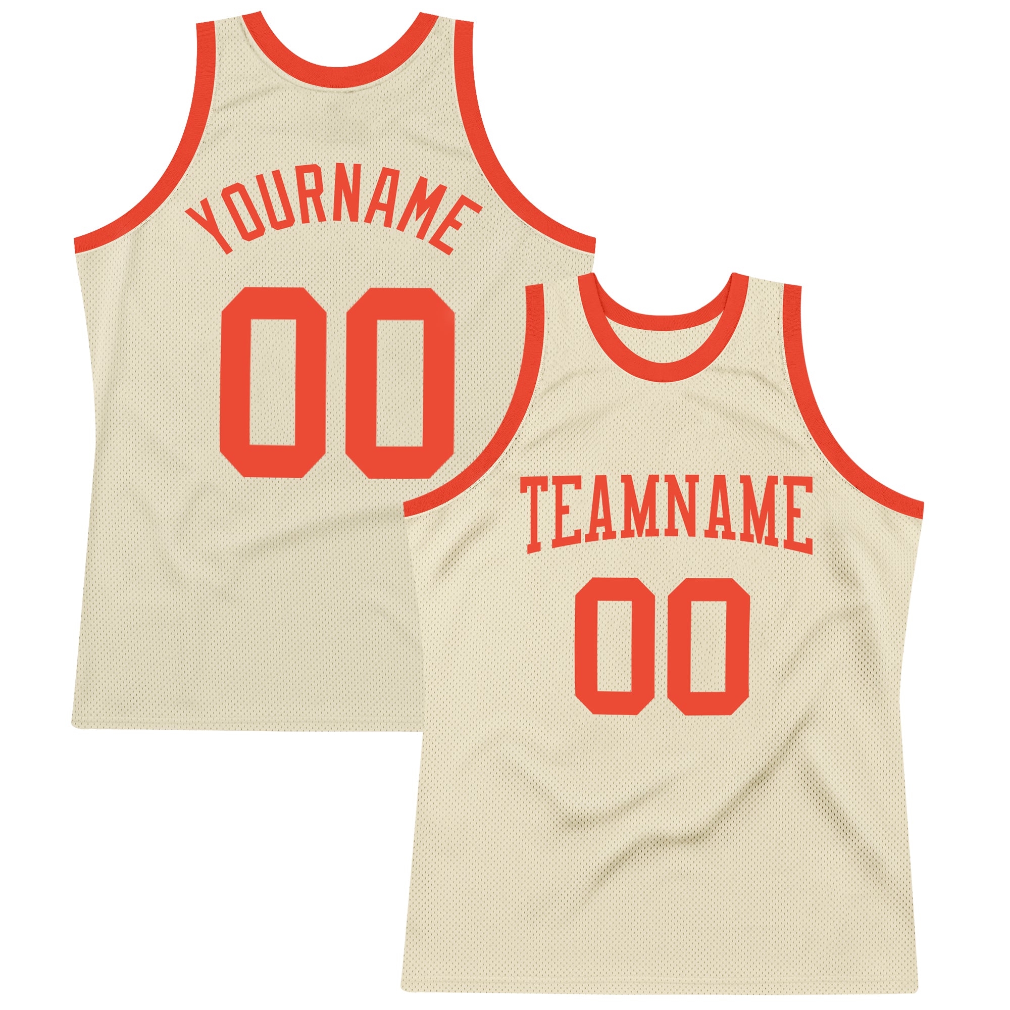 Custom Name and Number Personalized Orange Cream Basketball Jersey - Authentic Throwback Style Personalized Cream Orange