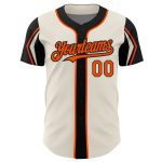 Personalized Baseball Jersey - Cream Orange-Black Arm Shapes, 3 Color Options Personalized Cream Orange-Black 3 Colors Arm