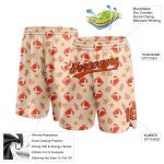 Personalized 3D Crabs and Starfish Basketball Shorts in Cream, Orange, and Black Personalized Cream Orange-Black 3D Crabs