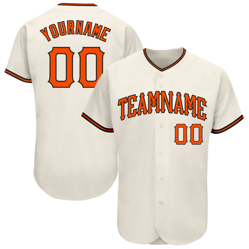 Personalized Orange Black Authentic Baseball Jersey for Men and Women Personalized Cream Orange-Black Authentic Baseball