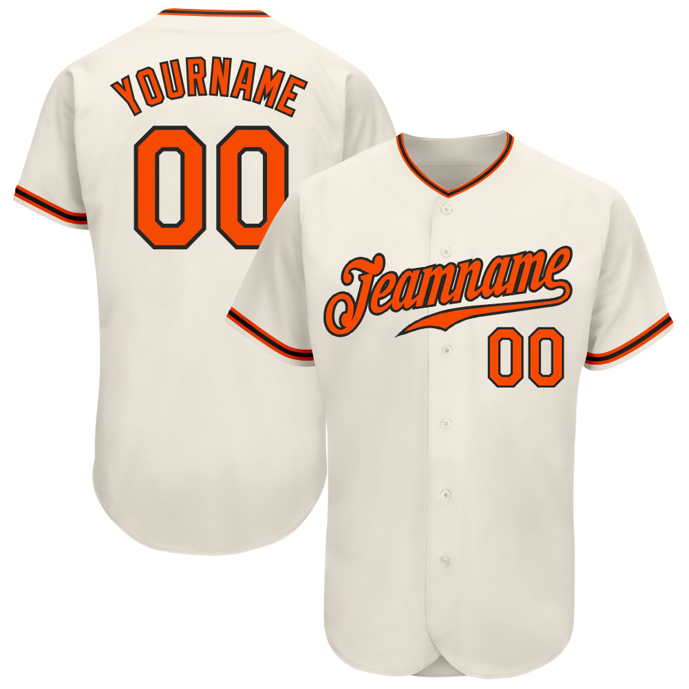 Custom Name and Number Baseball Jersey - Personalized Cream Orange Black Authentic Team Jersey Personalized Cream Orange-Black