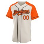 Personalized Custom Name and Number Baseball Jersey, Cream Orange Black Authentic Raglan Sleeves Personalized Cream Orange-Black