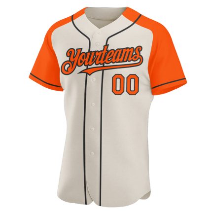 Personalized Custom Name and Number Baseball Jersey, Cream Orange Black Authentic Raglan Sleeves Personalized Cream Orange-Black