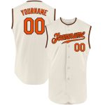Custom Name and Number Personalized Orange-Black Sleeveless Baseball Jersey - Authentic Team Apparel Personalized Cream Orange-Black