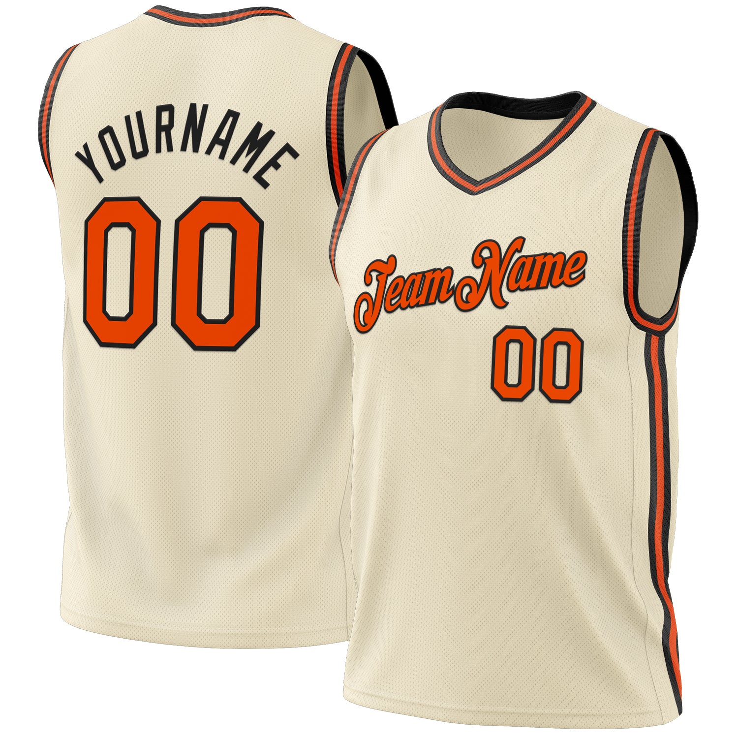 Customizable Orange and Black Authentic Throwback Basketball Jersey - Personalized Sportswear Personalized Cream Orange-Black