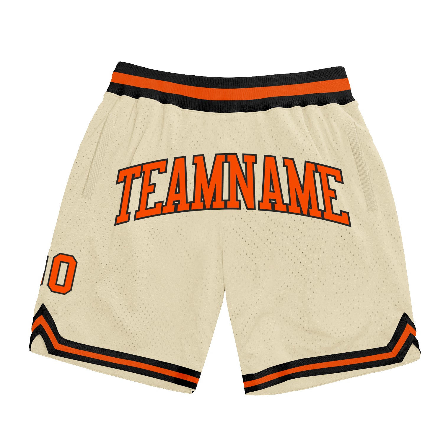 Custom Team Name Number Personalized Orange Black Throwback Basketball Shorts Authentic Personalized Cream Orange-Black Authentic