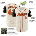 Custom Two Tone Baseball Jersey with Personalized Name and Number - Cream Orange-Black Authentic Design Personalized Cream