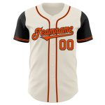 Custom Two Tone Baseball Jersey with Personalized Name and Number - Cream Orange-Black Authentic Design Personalized Cream