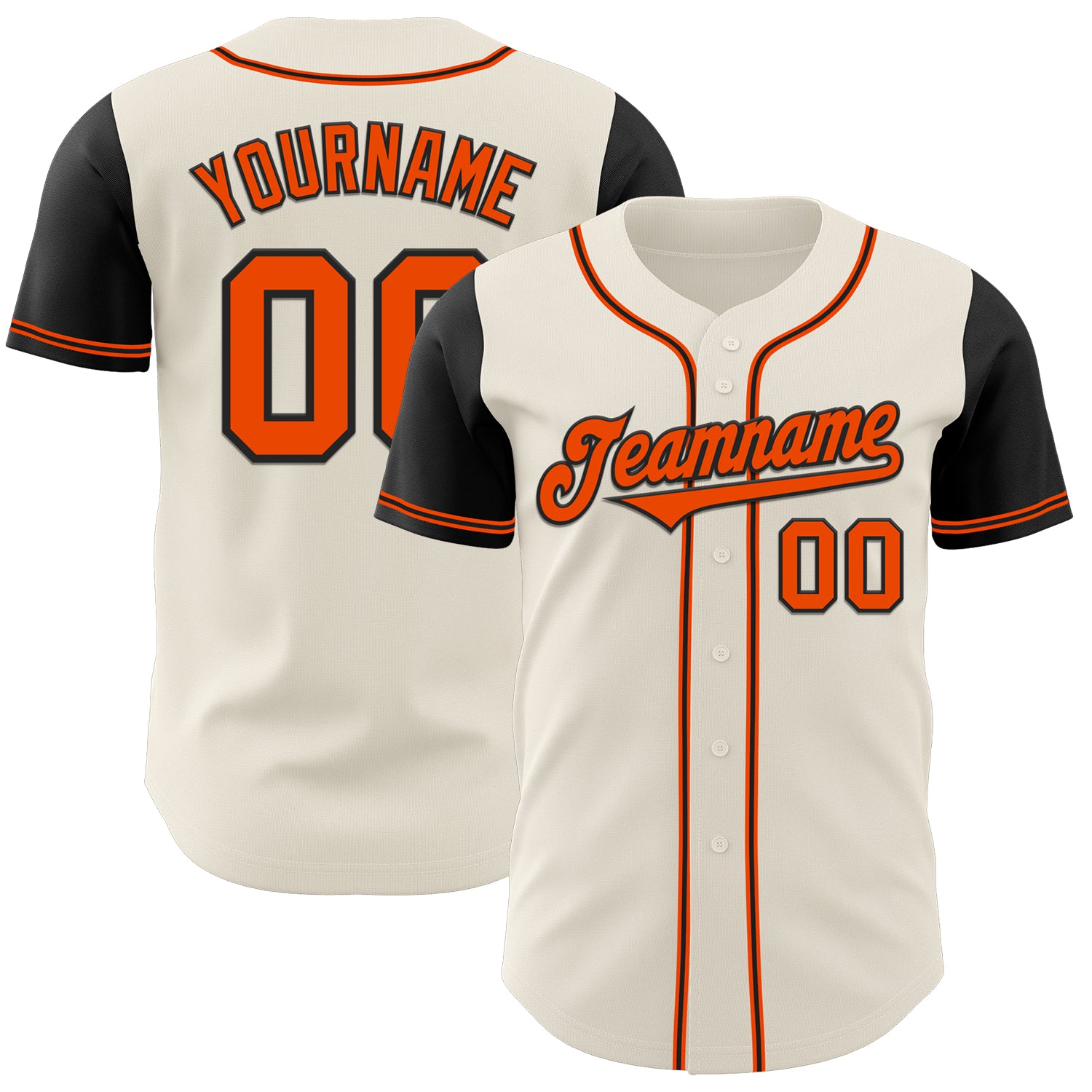 Custom Two Tone Baseball Jersey with Personalized Name and Number - Cream Orange-Black Authentic Design Personalized Cream