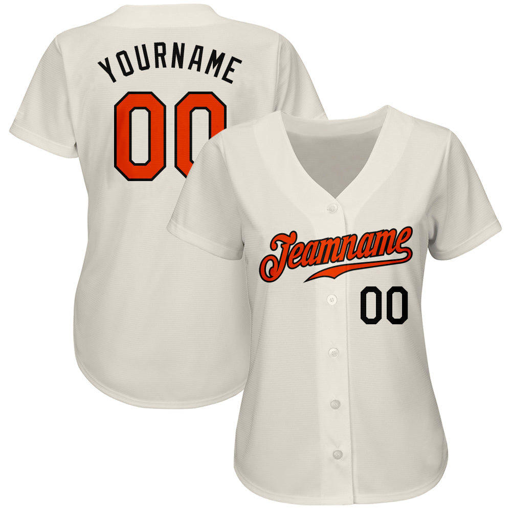 Personalized Cream Orange-Black Baseball Jersey 2 Personalized Orange and Black Baseball Jersey for Men and Women, Custom Name & Number 2 Personalized Cream Orange-Black Baseball - Image 2