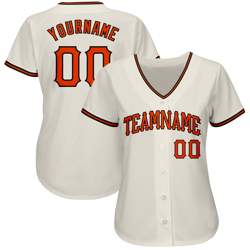 Personalized Cream Orange-Black Baseball Jersey 3 Personalized Orange Black Baseball Jersey for Men, Women, and Kids - Custom Cream Design Personalized Cream Orange-Black - Image 2