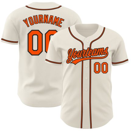 Personalized Orange Black Baseball Jersey for Men Women - Custom Cream Color 4 Personalized Cream Orange-Black Baseball Jersey