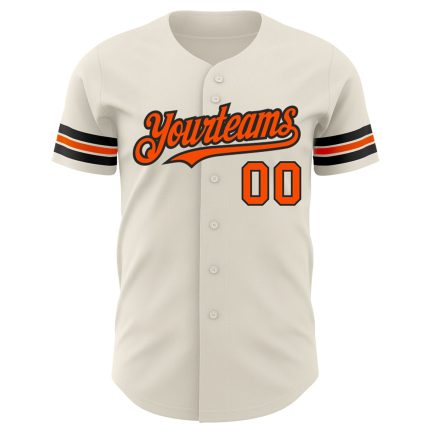 Personalized Orange and Black Baseball Jersey for Kids - Custom Name 5 Personalized Cream Orange-Black Baseball Jersey 5