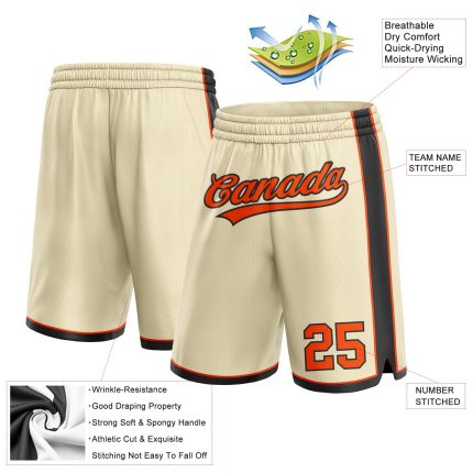 Custom Orange and Black Basketball Shorts - Personalized Sports Apparel Personalized Cream Orange-Black Basketball Shorts